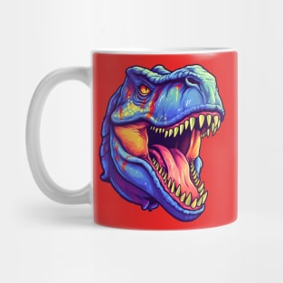 Angry colorful blue T-rex head Mug